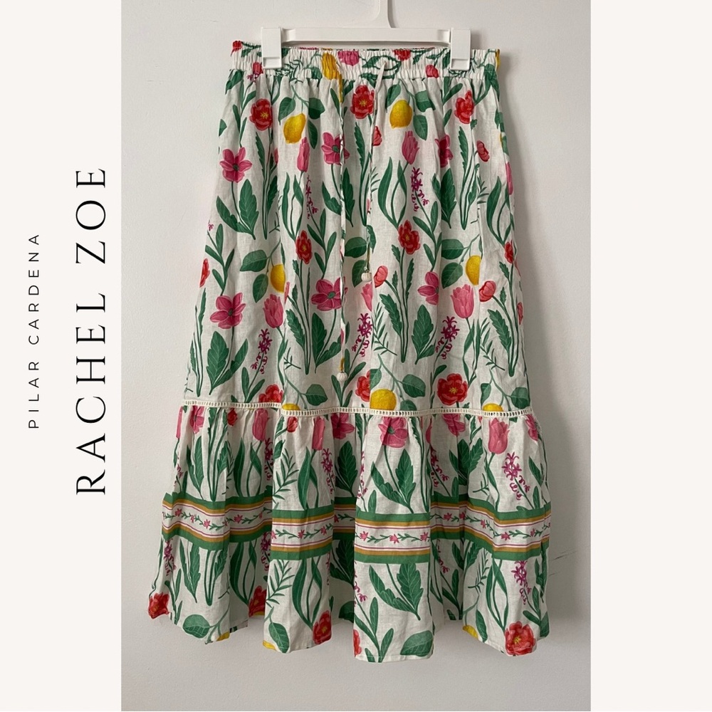 Rachel Zoe Floral A-Line Skirt - Green, Pink, Yellow